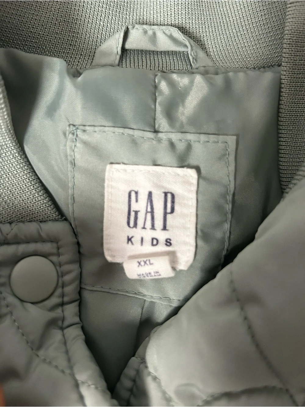 GAP youth Quilted Heart Bomber Jacket - Sage Green
